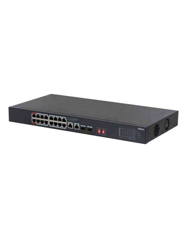 Switch|DAHUA|S3220-16GT-190|Switch type Unmanaged|Rack mounting Yes|Form factor Desktop|16xRJ-45 ports|RJ-45 Ports Type Gigabit Ethernet (10/100/1000)|2xFiber uplink ports quantity|Power over Ethernet (PoE) Yes|16xPower over Ethernet (PoE) ports quantity|