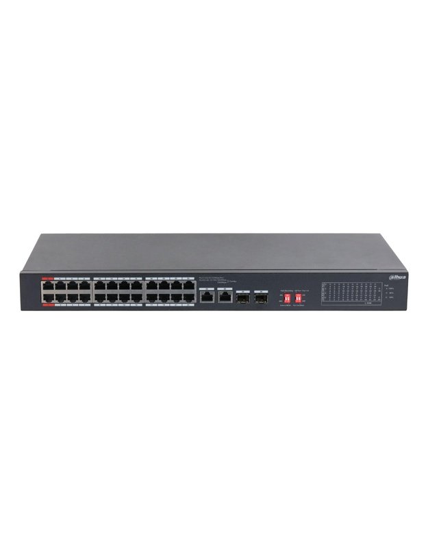 Switch|DAHUA|S3226-24ET-375|Switch type Unmanaged|Rack mounting Yes|24xRJ-45 ports|RJ-45 Ports Type Fast Ethernet (10/100)|24xFast Ethernet (copper) ports quantity|2xCombo SFP ports quantity|Power over Ethernet (PoE) Yes|24xPower over Ethernet (PoE) ports