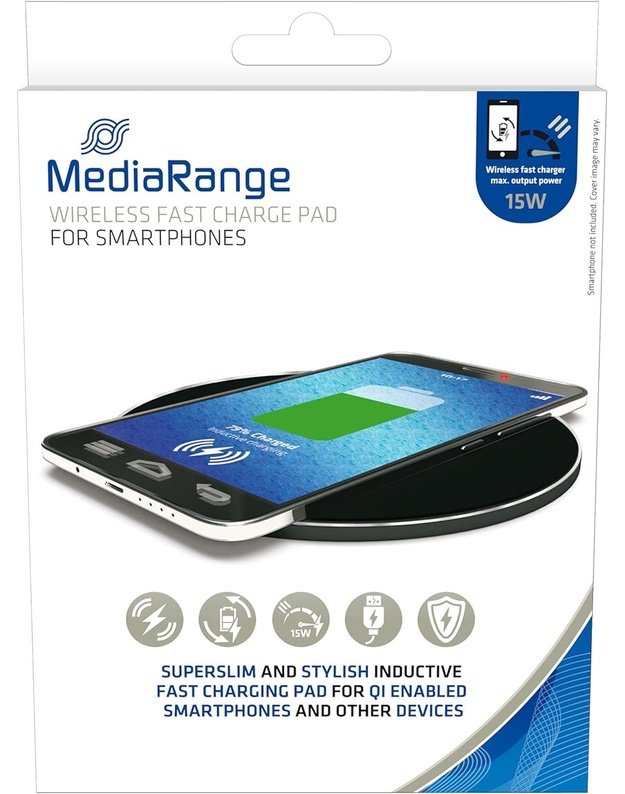 MOBILE CHARGER PAD WRL 15W/BLACK MRMA118 MEDIARANGE