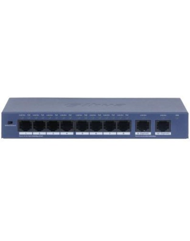 Switch|DAHUA|S3010-8GT-90|Switch type Unmanaged|Form factor Desktop/Wall-Mounting|8xRJ-45 ports|RJ-45 Ports Type Gigabit Ethernet (10/100/1000)|Power over Ethernet (PoE) Yes|8xPower over Ethernet (PoE) ports quantity|Total Power over Ethernet (PoE) budget