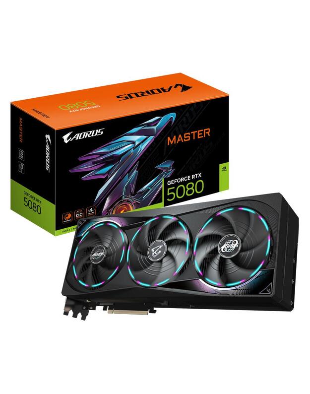 Graphics Card|GIGABYTE|NVIDIA GeForce RTX 5080|16 GB|GDDR7|256 bit|PCIE 5.0 16x|GPU 2617 MHz|Dual Slot Fansink|1xHDMI|3xDisplayPort|GV-N5080AORUSM-16GD1.0