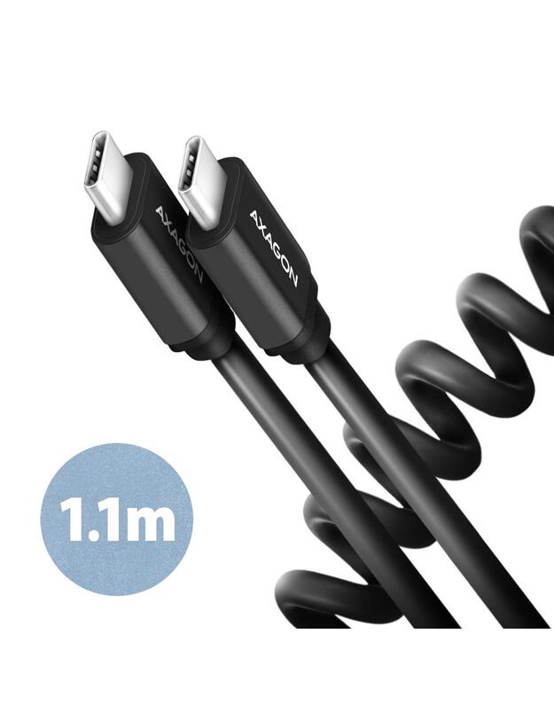 CABLE USB-C TO USB-C 1.1M 60W/TWISTER BLK BUCM-CM20TB AXAGON