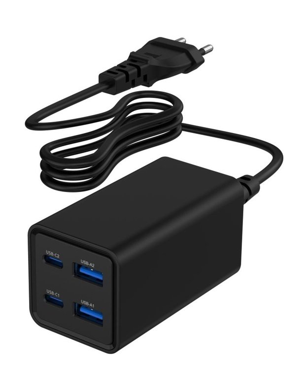 Universalus USB įkroviklis Gembird 65W, 4 jungtys, juodas (TA-UC-2A2C-PD65-01-BK)