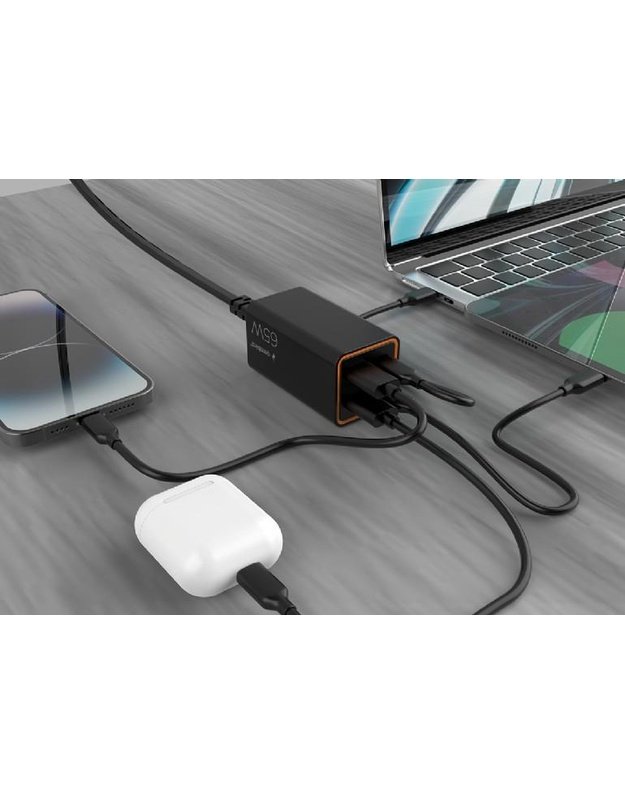 Universalus USB įkroviklis Gembird 65W, 4 jungtys, juodas (TA-UC-2A2C-PD65-01-BK)