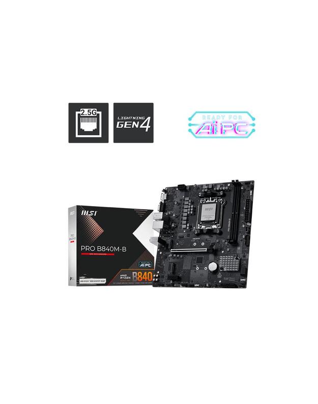 Mainboard|MSI|AMD B840|SAM5|Micro-ATX|Memory DDR5|Memory slots 2|PROB840M-B