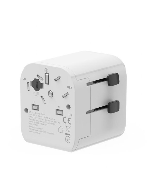 Maitinimo adapteris Gembird EU – universalus, 12W, baltas (TPA-EU2A12-01-W)