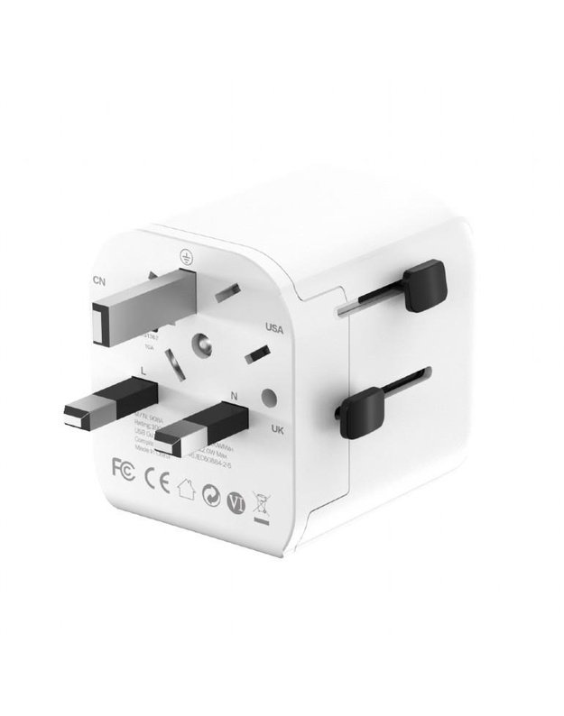 Maitinimo adapteris Gembird EU – universalus, 12W, baltas (TPA-EU2A12-01-W)