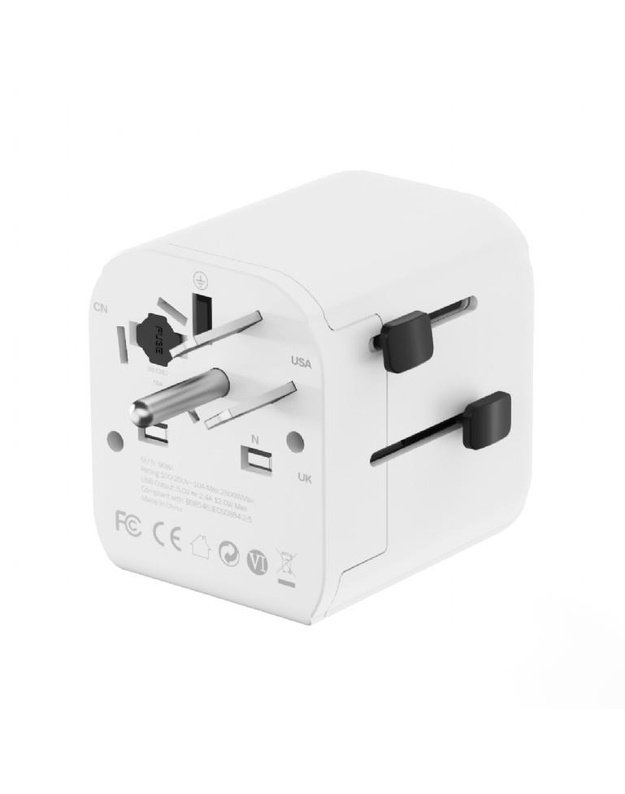 Maitinimo adapteris Gembird EU – universalus, 12W, baltas (TPA-EU2A12-01-W)