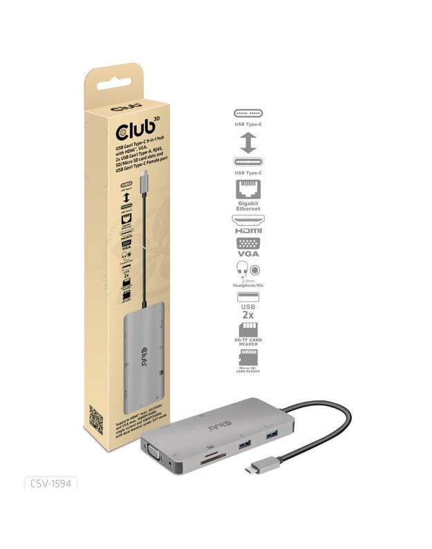 I/O HUB 9IN1 USB-C/CSV-1594 CLUB3D