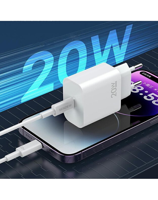 SENDEM OG73 USB-C+C2C PD 20W, baltas 2