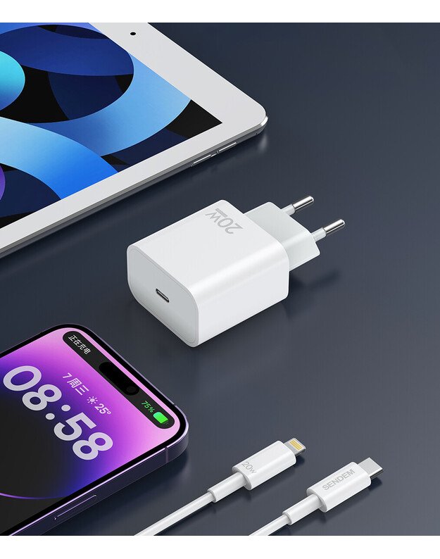 SENDEM OG73 USB-C+C2C PD 20W, baltas 5