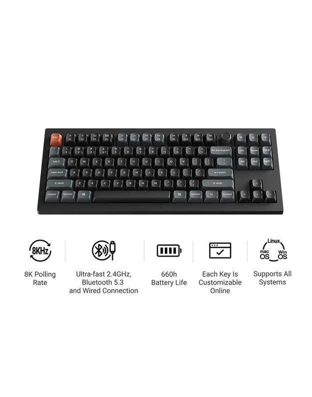 Belaidė klaviatūra Keychron V3 Ultra, juoda (V3U-D4)