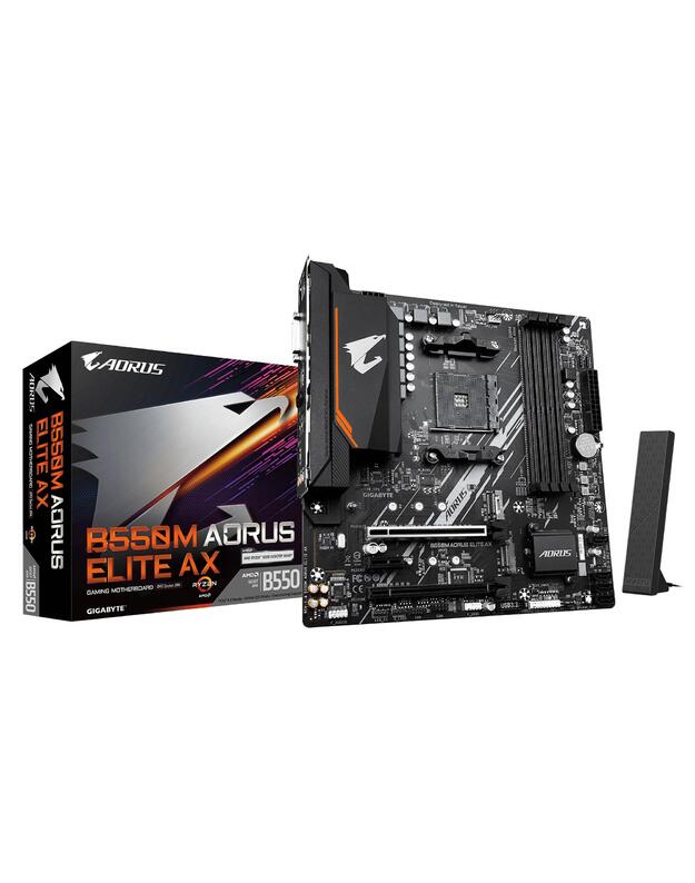 Mainboard|GIGABYTE|AMD B550|Socket AM4|micro ATX|RAM DDR4-SDRAM|4xSlots|Wi-Fi Yes|Bluetooth Yes|2xNumber of M.2 (M) slots|B550M AORUS ELITE AX (REV. 1.4)|B550MAORUSELITEAX1.4