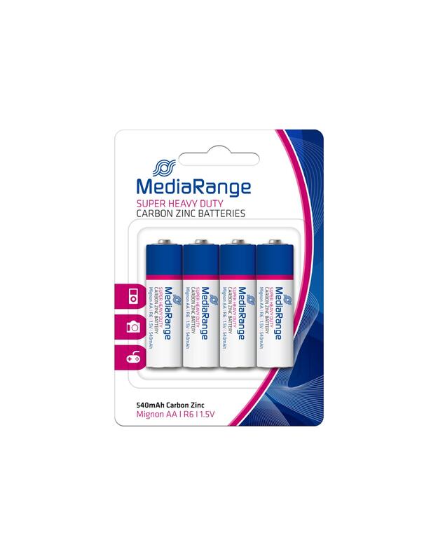 BATTERY CARBON-ZINC AA 1.5V/4PCS MRBAT144 MEDIARANGE