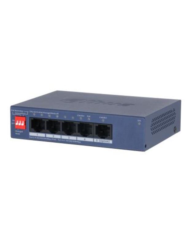 Switch|DAHUA|CS4005-4GT-36|Switch type Managed|Switch layer L2|Form factor Desktop/Wall-Mounting|5xRJ-45 ports|RJ-45 Ports Type Gigabit Ethernet (10/100/1000)|5xGigabit Ethernet (copper) ports quantity|Power over Ethernet (PoE) Yes|4xPower over Ethernet (
