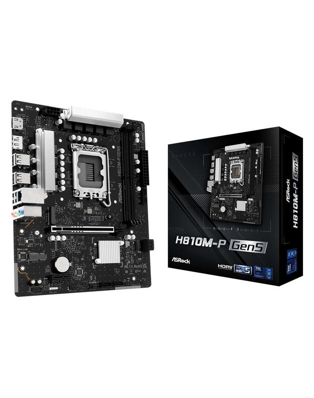 Mainboard|ASROCK|Intel H810|LGA 1851 (Socket V1)|micro ATX|RAM DDR5-SDRAM|2xSlots|1xNumber of M.2 (M) slots|H810M-PGEN5