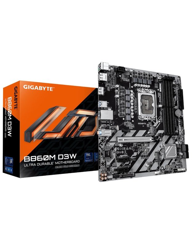 Mainboard|GIGABYTE|Intel B860|LGA 1851 (Socket V1)|micro ATX|RAM DDR5-SDRAM|4xSlots|2xNumber of M.2 (M) slots|B860MD3W