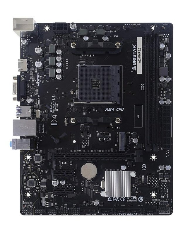 Mainboard|BIOSTAR|AMD A520|Socket AM4|micro ATX|RAM DDR4-SDRAM|2xSlots|1xNumber of M.2 (M) slots|A520MHP2.0