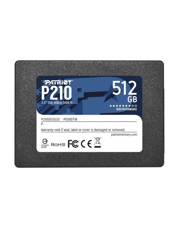 SSD|PATRIOT|P210|512GB|SATA 3.0|Rašymo greitis 430 MB/sek|Nuskaitymo greitis 520 MB/sek|2,5