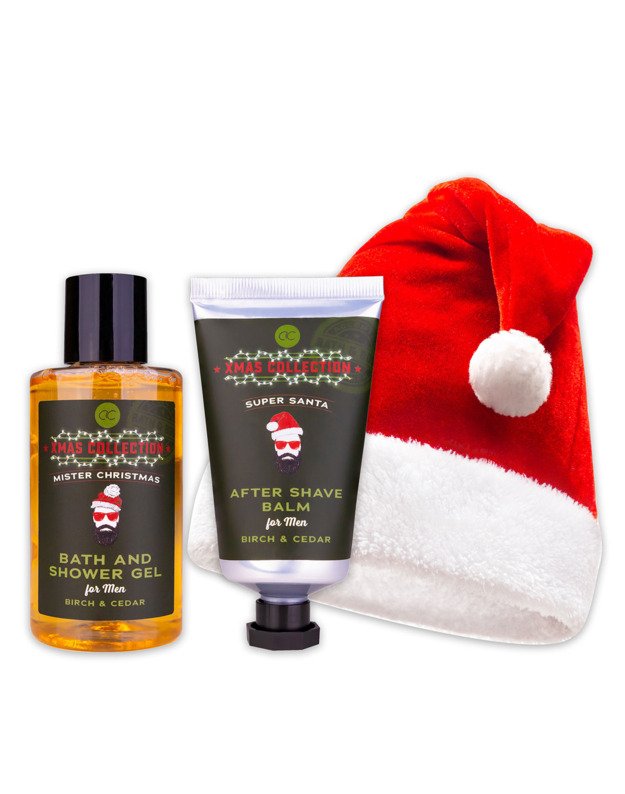 Подарочный набор мужской косметики MEN S COLLECTION XMAS, гель для ванны и душа 140 мл + бальзам после бритья 60 мл + шапка Санты