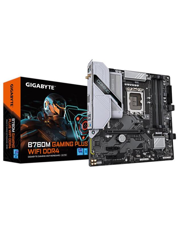 Mainboard|GIGABYTE|Intel B760 Express|LGA1700|Micro-ATX|Memory DDR4|Memory slots 4|2xPCI-Express 3.0 1x|1xPCI-Express 4.0 16x|2xM.2|1xHDMI|1xDisplayPort|2xUSB 2.0|1xUSB 3.2|1xUSB-C|1xPS/2|1xOptical S/PDIF|1xRJ45|3xAudio port|B760MGPWIFIDDR41.0