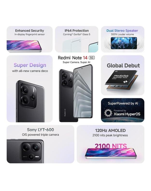 Xiaomi Redmi Note 14 5G 8/256GB, Midnight Black 7