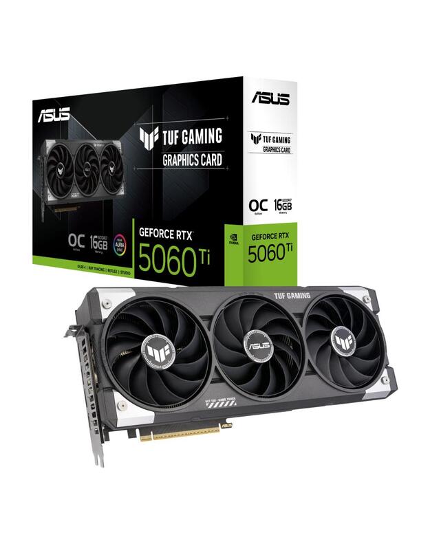 Graphics Card|ASUS|NVIDIA GeForce RTX 5060 Ti|16 GB|GDDR7|128 bit|PCIE 5.0 16x|Triple slot Fansink|1xHDMI|3xDisplayPort|TUF-RTX5060TI-O16GGAMING