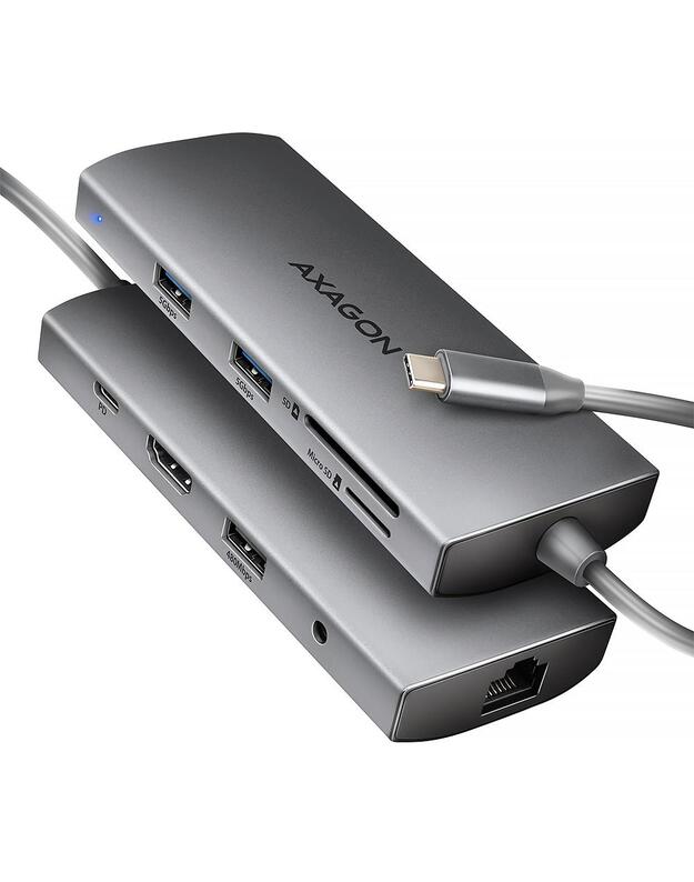 I/O HUB USB-C 9IN1 5GBPS/0.2M HMC-8HLSA AXAGON