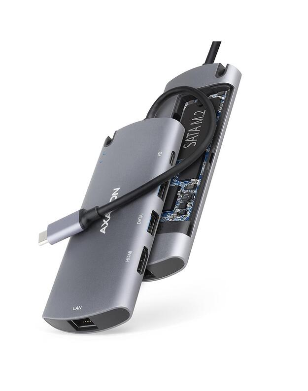 I/O HUB USB-C 6IN1 SATA M.2/0.18M HMC-6M2 AXAGON