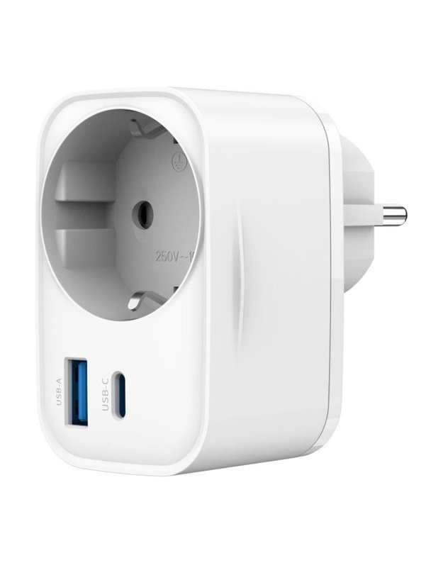 Universalus USB įkroviklis Gembird 20W, 2 jungtys (USB-A, USB-C), baltas (TA-ACPDQC20-01-W)
