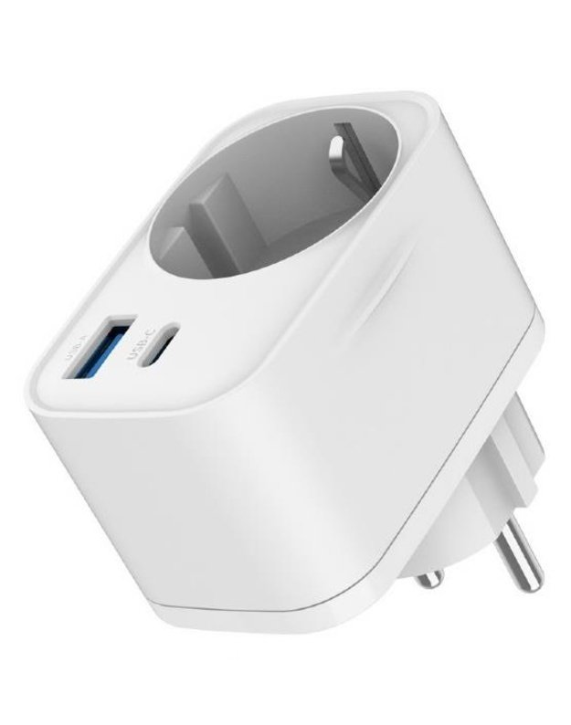 Universalus USB įkroviklis Gembird 20W, 2 jungtys (USB-A, USB-C), baltas (TA-ACPDQC20-01-W)