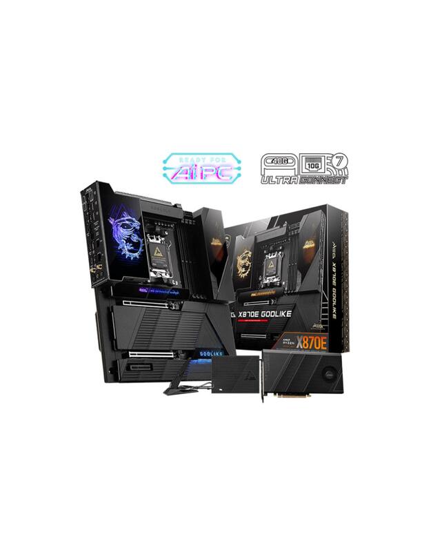 Mainboard|MSI|AMD X870E|SAM5|EATX|Memory DDR5|Memory slots 4|1xPCI-Express 1x|2xPCI-Express 16x|7xM.2|1xAudio-In|1xAudio-Out|4xUSB 2.0|4xUSB 3.2|4xUSB-C|1xOptical S/PDIF|2xRJ45|2xAudio port|MEGX870EGODLIKE