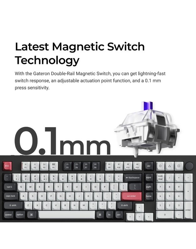 Belaidė klaviatūra Keychron Q5 HE RGB, Shell White (Q5H-P1)