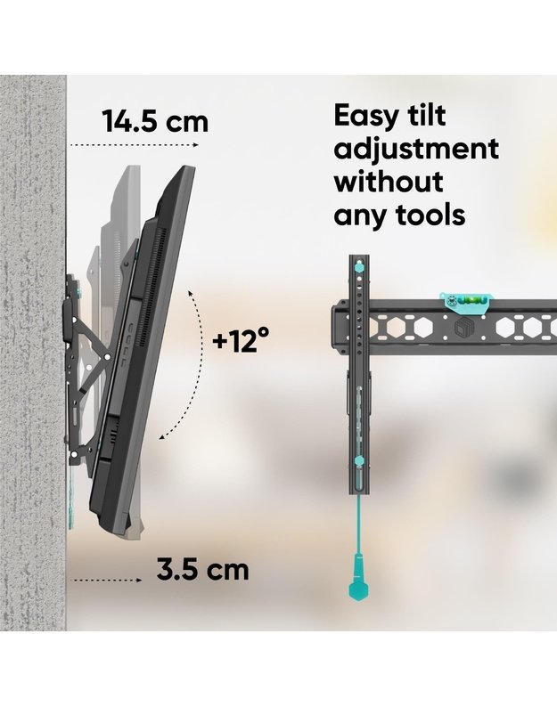 Sieninis televizoriaus laikiklis Onkron 32–70", juodas (TM5-B)