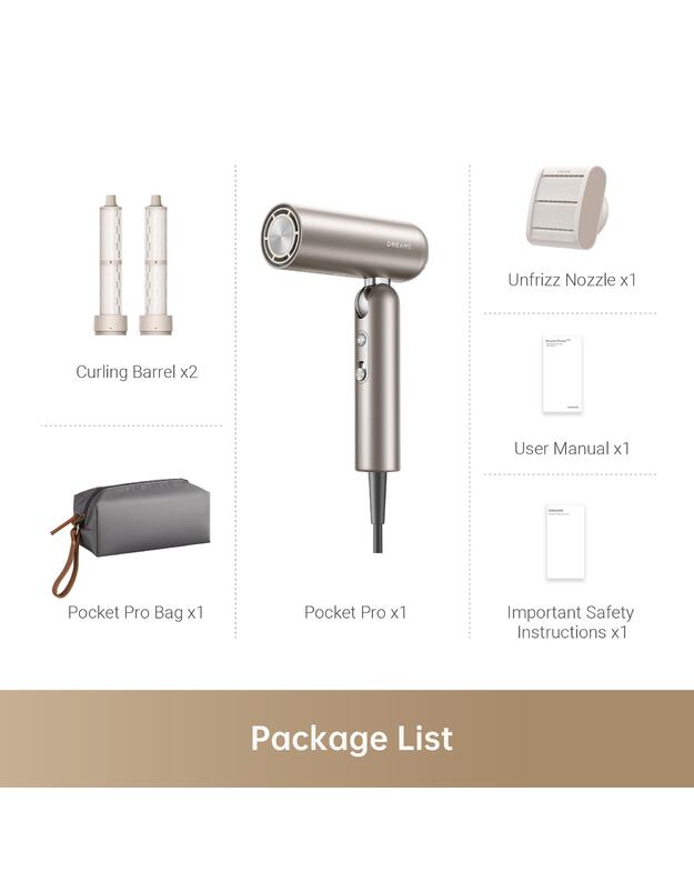 HAIR DRYER POCKET PRO/AHD51 PRO-TITANIUM GOLD DREAME