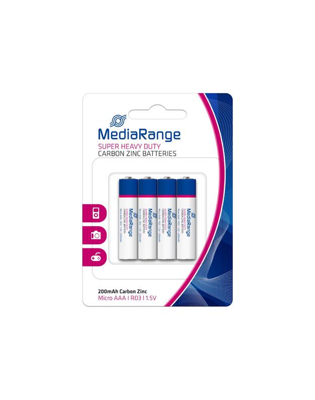 BATTERY CARBON-ZINC AAA 1.5V/4PCS MRBAT141 MEDIARANGE