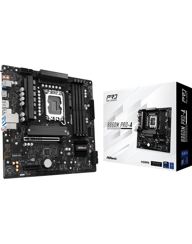 Mainboard|ASROCK|Intel B860|LGA 1851 (Socket V1)|micro ATX|RAM DDR5-SDRAM|4xSlots|3xNumber of M.2 (M) slots|B860MPRO-A