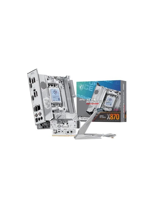 Mainboard|MSI|AMD X870|Socket AM5|mini ITX|RAM DDR5-SDRAM|2xSlots|Wi-Fi Yes|Bluetooth Yes|1xNumber of M.2 (M) slots|MPGX870IEDGETIEVOWIFI