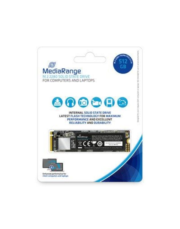 SSD|MEDIARANGE| 512 GB|M.2|PCI Express 3.1|NVMe Yes|Write speed 1700 MB/s|Read speed 2080 MB/s|MTBF 1500000 h|50xTBW rating|Blister|MR1032