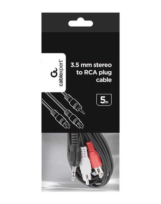 GARSO KABELIS NUO 3,5 mm IKI 2RCA 5M/CCA-458-5M GEMBIRD