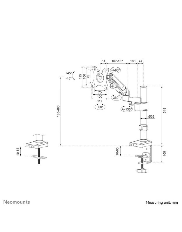Monitoriaus stalo laikiklis Neomounts 17–27" (DS70-750BL1)