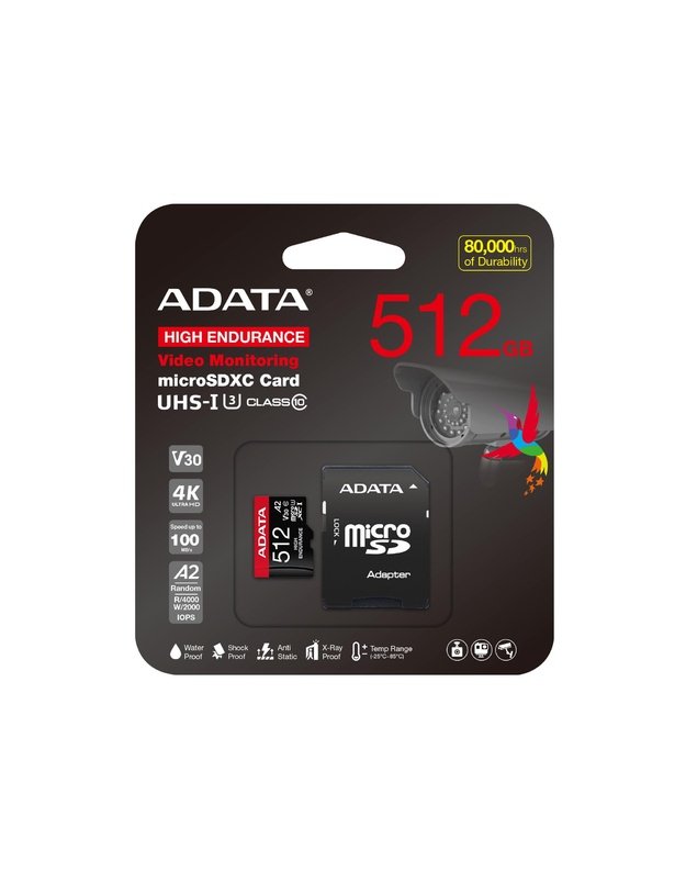 MEMORY MICRO SDXC 512GB W/AD./AUSDX512GUI3V30SHA2-RA1 ADATA