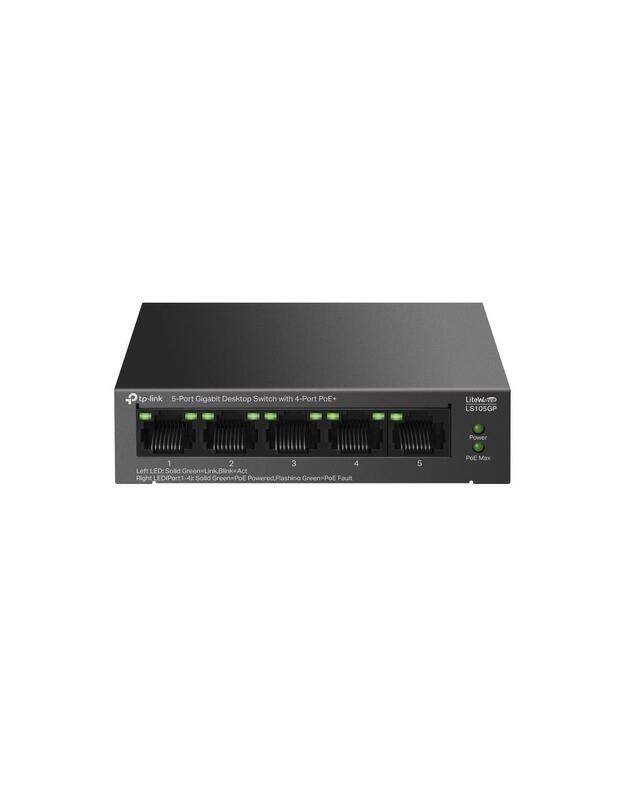 Switch|TP-LINK|LS105GP|Desktop/pedestal|5x10Base-T / 100Base-TX / 1000Base-T|PoE+ ports 4|LS105GP