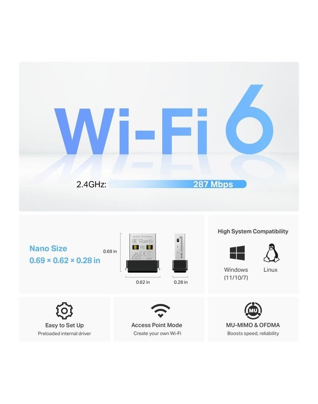 WRL ADAPTER 300MBPS USB/ARCHER TX1U NANO TP-LINK