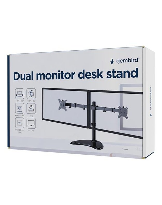 Stalinis laikiklis dviem monitoriams Gembird 13–32" (MS-D2ST-02)