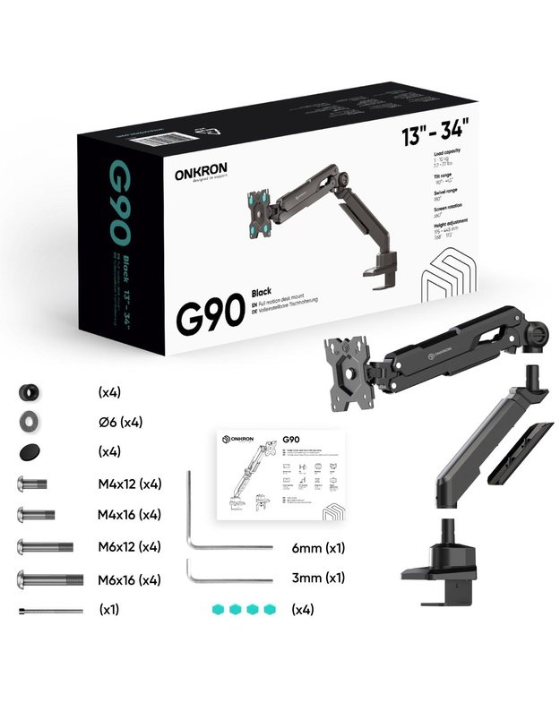 MONITOR ACC WALL MOUNT/13-34  BLACK G90-B ONKRON
