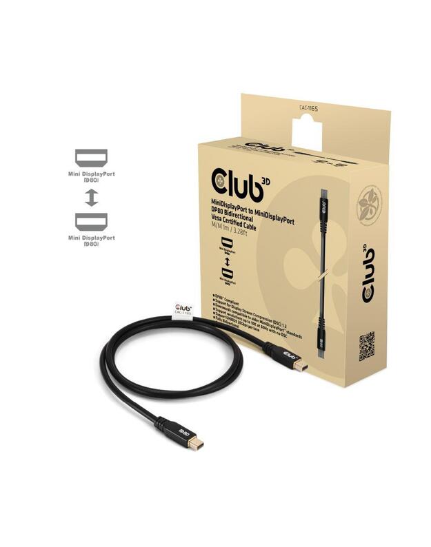 CABLE MINI DP TO MINI DP 1M/M/M CAC-1165 CLUB3D