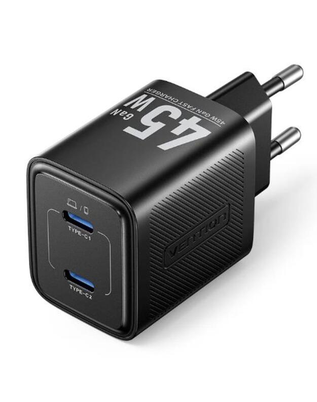 MOBILE CHARGER WALL 45W USB-C/2P BLACK FEFB0-EU VENTION