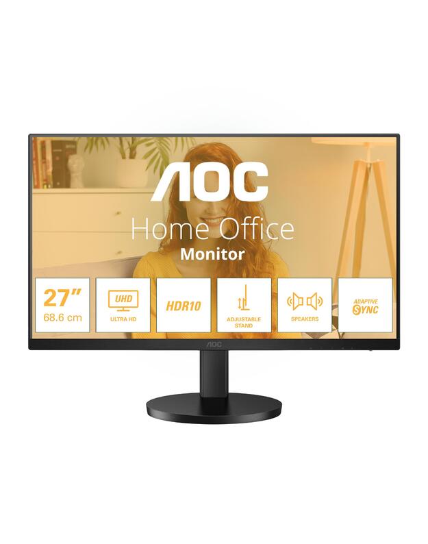 LCD Monitor|AOC|27  |3840 x 2160 pixels|4K Ultra HD|Native aspect ratio 16:9|LED|Flat|U27B3AF