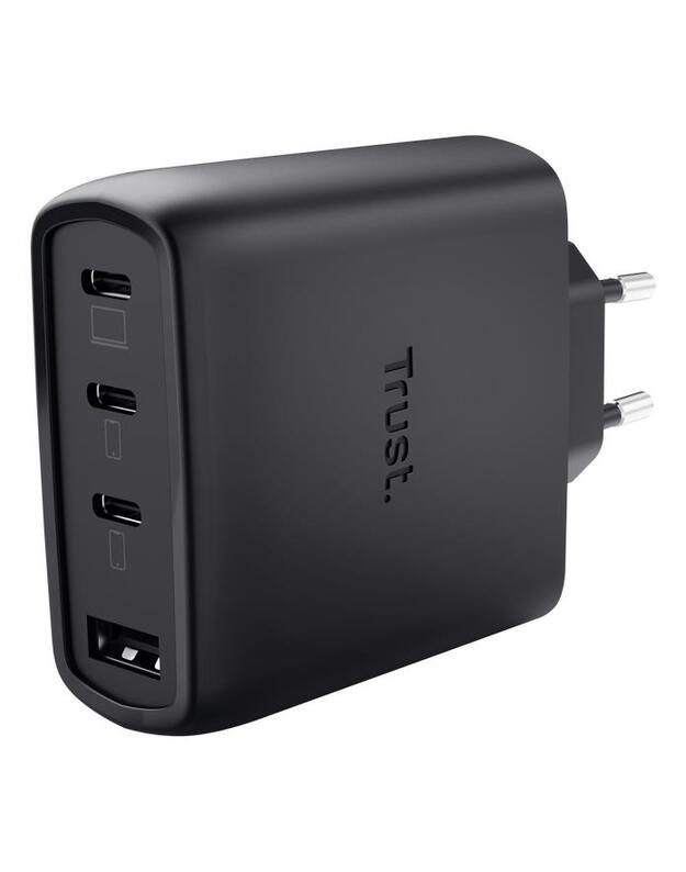 MOBILE CHARGER WALL MAXO 65W/4-PORT GAN BLACK 26067 TRUST